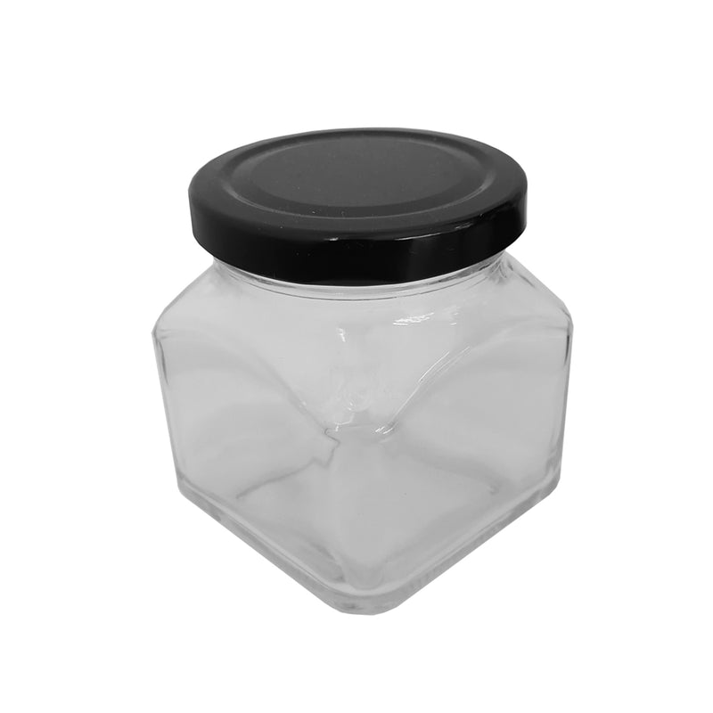 Tarro Hibiscus de 250ml de Cristal Caja de 48 pzas con Tapa  Lp