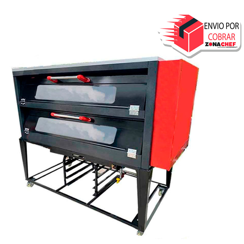 Horno para pan-pizza con vaporizador de 6 charolas lamina esmaltada c/cristal