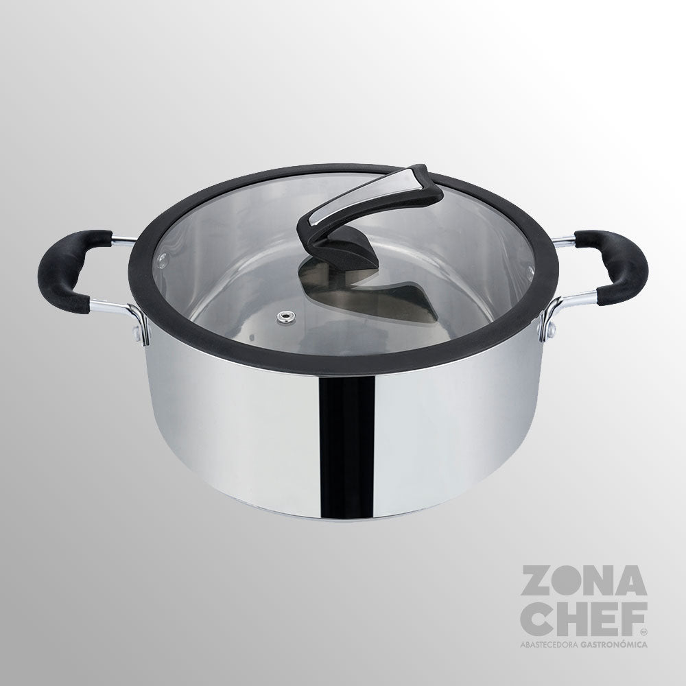 Budinera 30 cm Acero inoxidable c/tapa de cristal