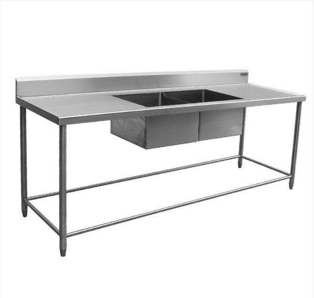 -Tarja/Fregadero 225x70x50 cm Doble en Acero Inox FERRO-