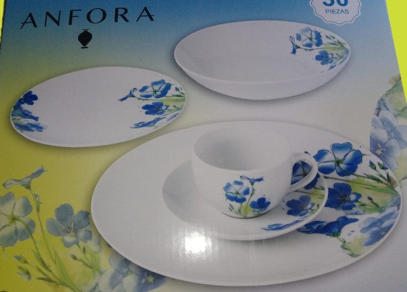 ánfora Vajilla De Porcelana 12 Piezas Vajilla Cuadrada Vajilla