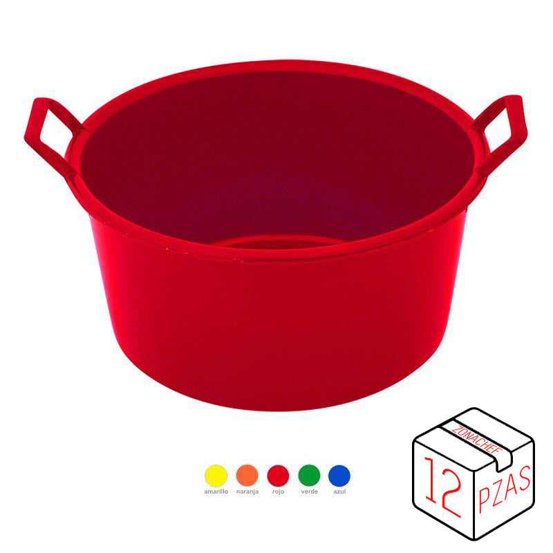 Tina de Colores Redonda de 34 lts Caja c/12 pzas Tcp
