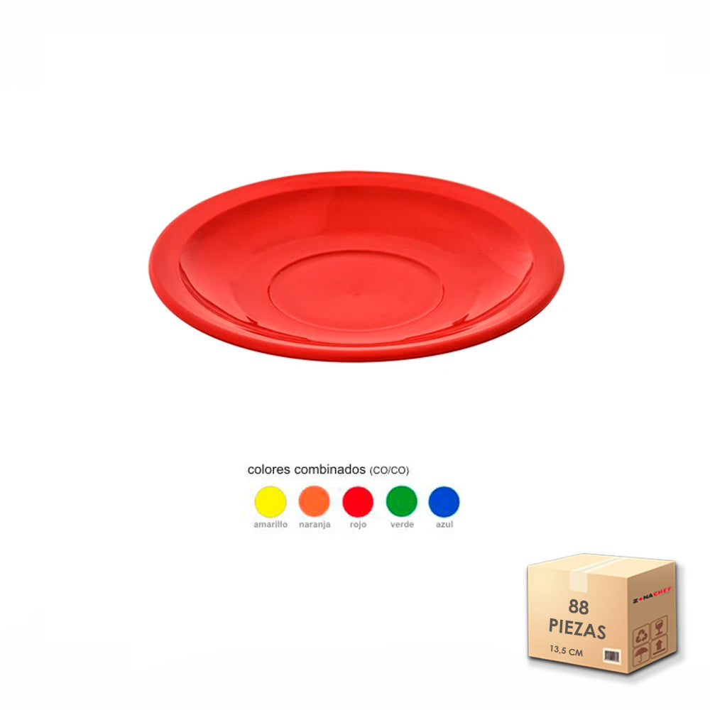 Linea Colima de Polipropileno Plato Terno de 13.5 cm Colores Surtidos Caja de 88 Pzas Tcp