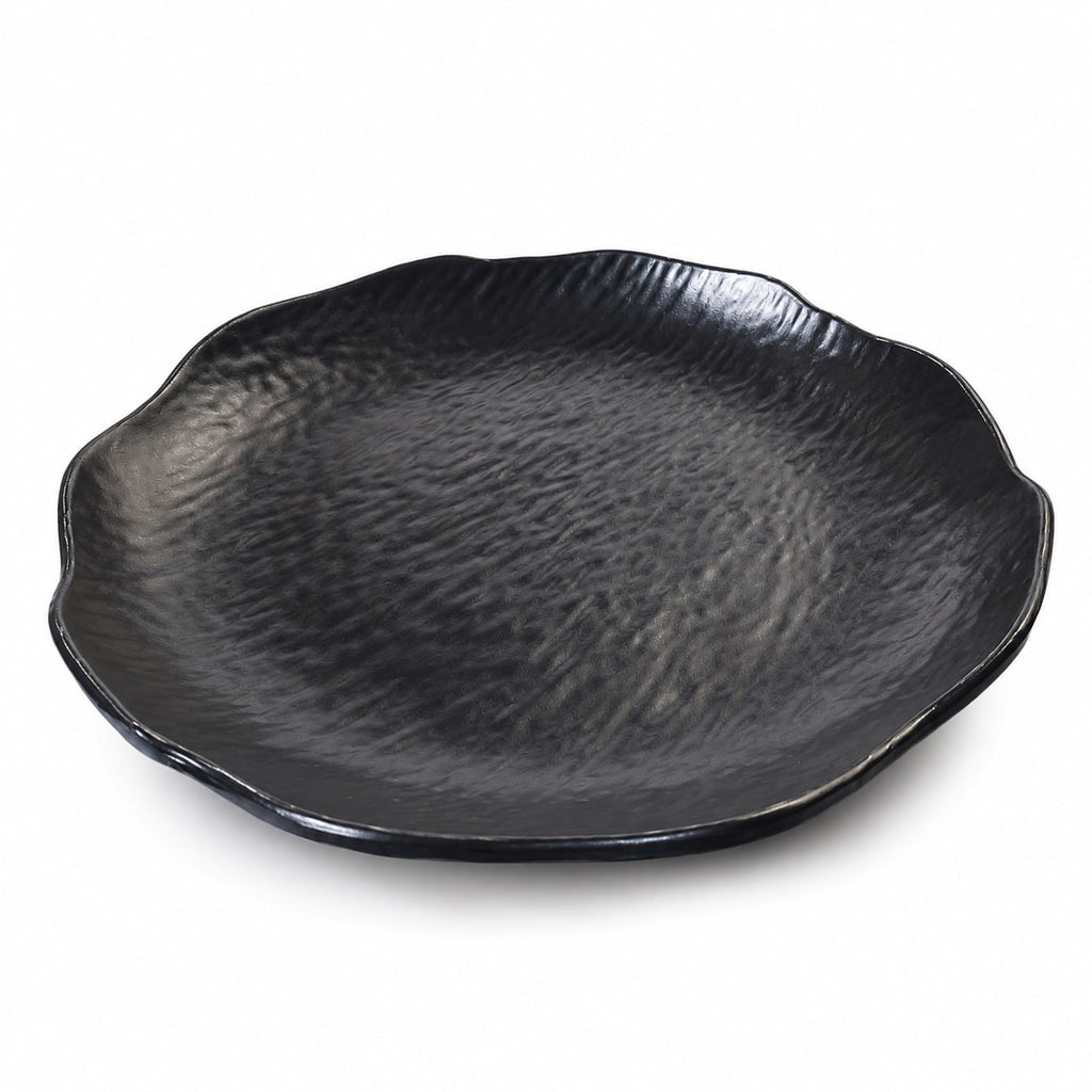 Plato Trinche Redondo  Melamina Negra Con Textura 8 " TRV
