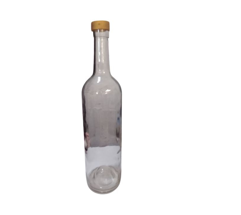 Botella Burdeos Transparente Diseño Liso de 750 ML Con rosca Caja C/12 Lp