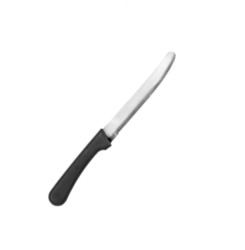 Cuchillo de Mesa Sierra Plastico negro de 4 punta Redonda CCS