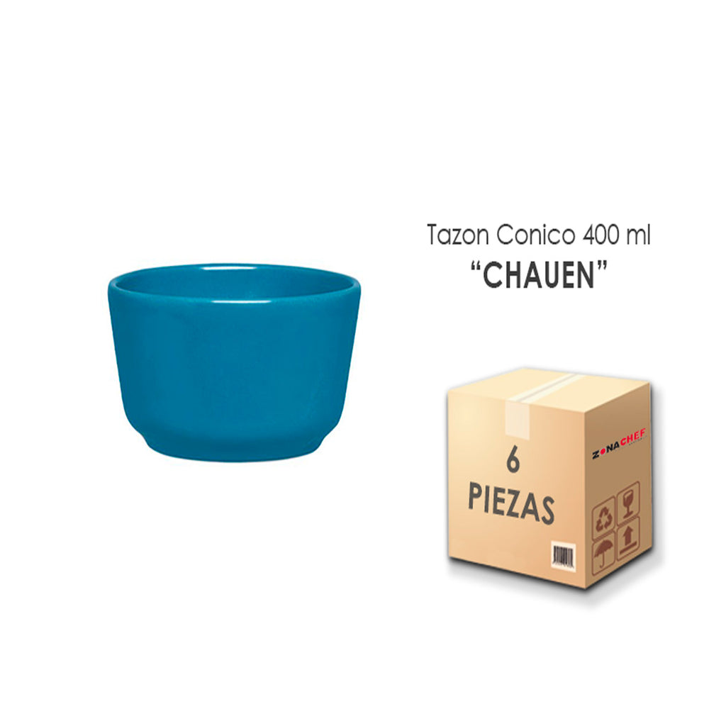Tazon Conico 400ml Sar 10 Semi Matte Azul Chauen Caja C/6 Piezas CNS