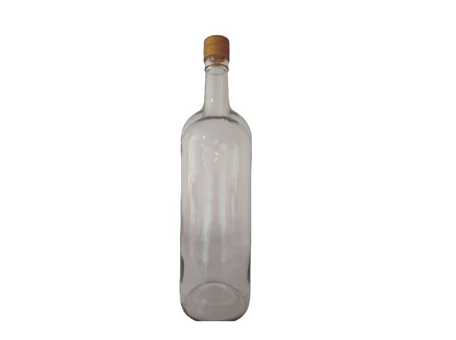 Botella Burdeos Transparente Diseño Liso de 1000 ML Con rosca  Caja C/12 Lp