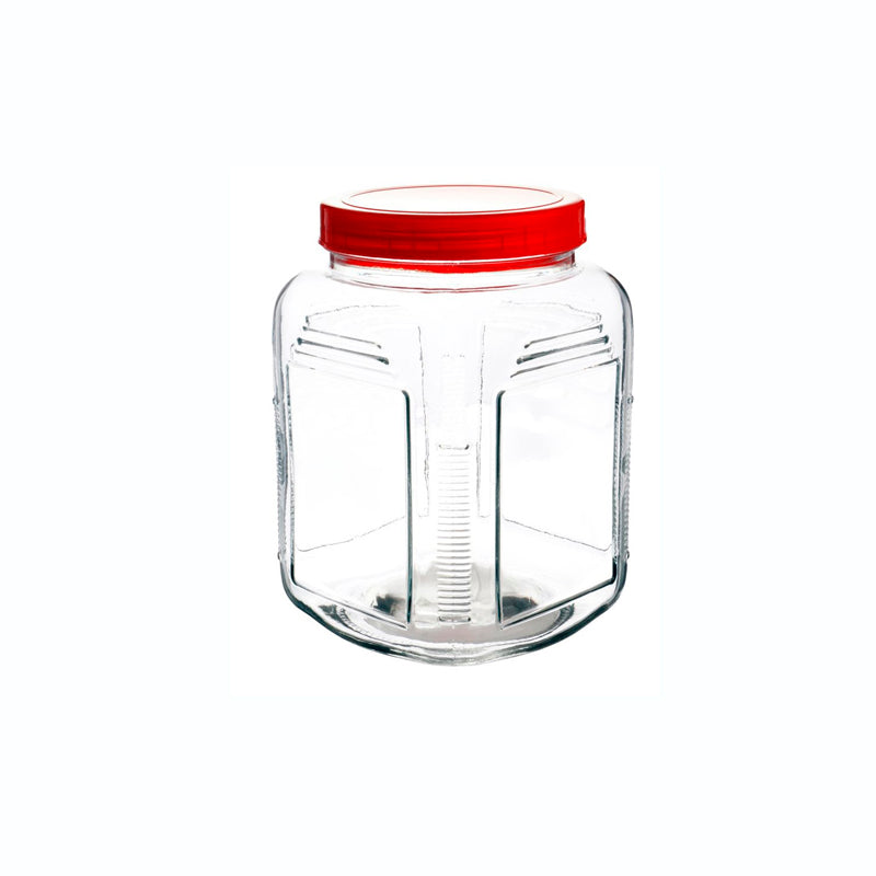 Brocal de Vidrio Cuadrado Tapa Plastico Rojo 700 ml BH