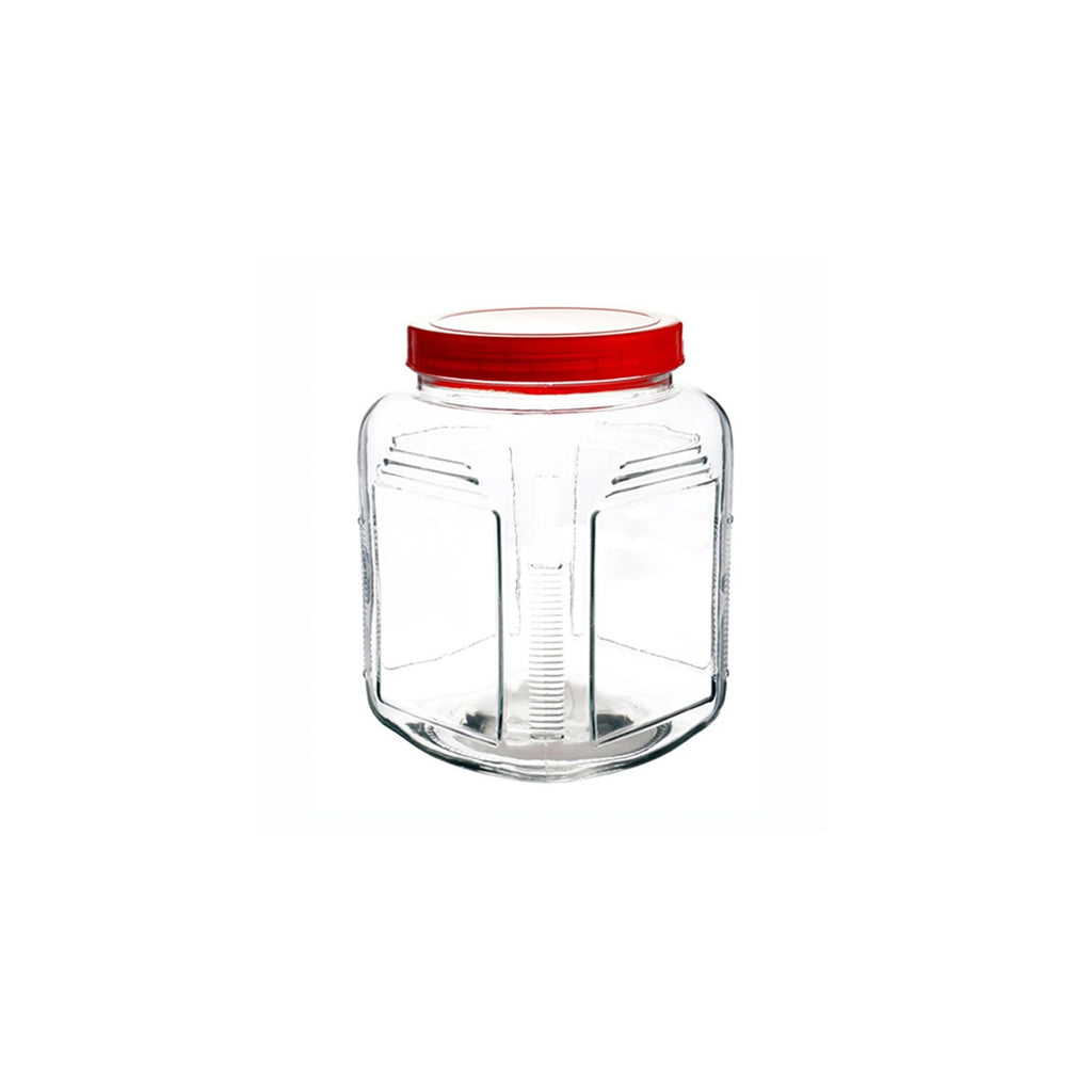 Brocal de Vidrio Cuadrado Tapa Plastico Rojo 1.5 lt BH