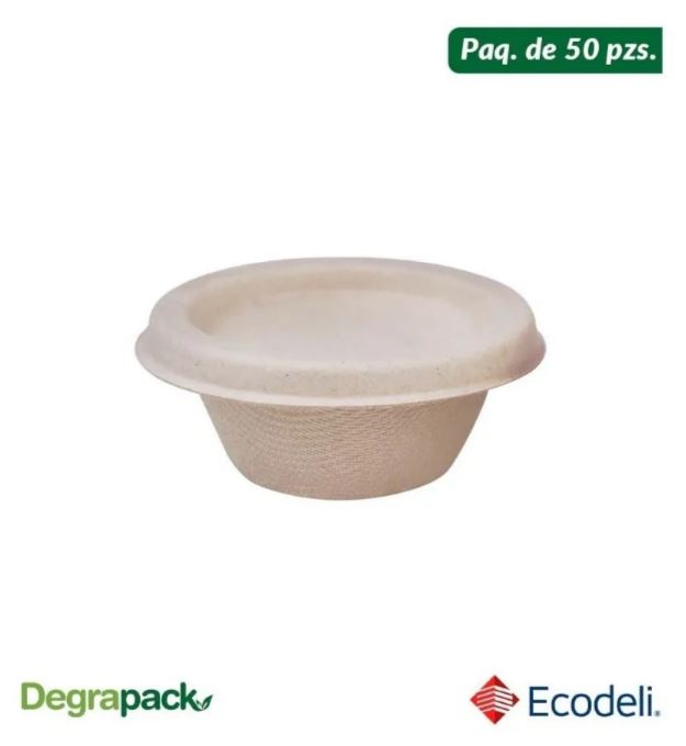 Vaso Souffle Con Tapa Biodegradable paq con 50 piezas