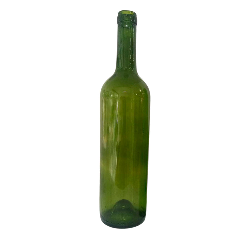 Botella Estilo Burdeos Diseño Liso de 750 Color verde c/12piezas con Corcho No.7 Lp