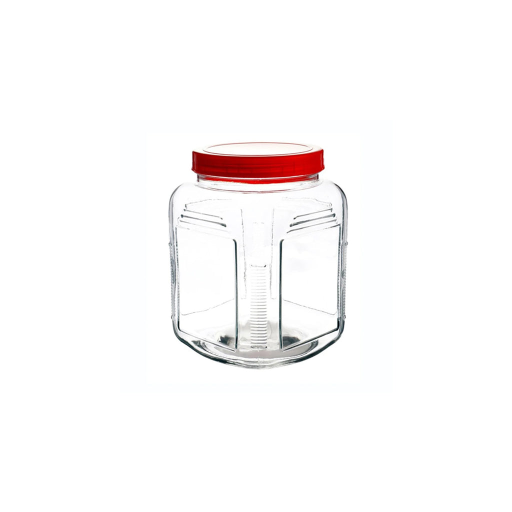Brocal de Vidrio Cuadrado Tapa Plastico Rojo 1.9 lt BH